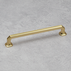 Satin Brass Octagon Cabinet Handles & Matching Knob - 160mm Handle