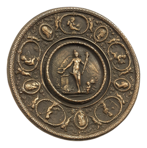 Bronze Medallion Wall Relief with Goddess Nike Motif, 1950s