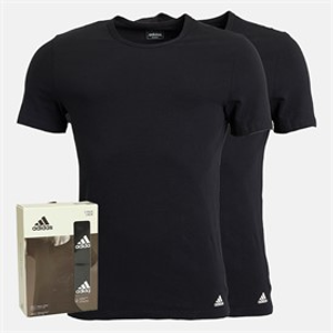adidas Mens Active Flex Cotton Two Pack T-Shirts Black