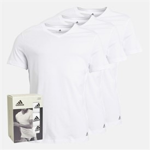 adidas Mens Active Core Cotton Three Pack V-Neck T-Shirts White