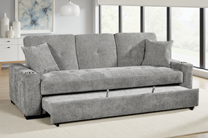 Light Grey Chenille Fabric 3 Seater Sofabed CHARLES