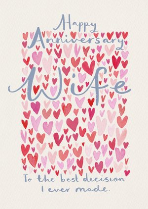 Happy Anniversary Wife Watercolour Illustrated Card