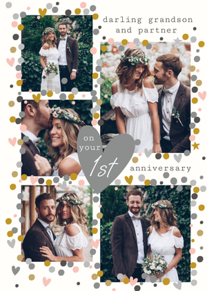 Darling Grandson And Partner 1st Anniversary Photo Upload Card