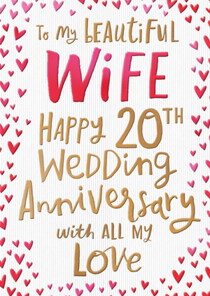 To My Beautiful Wife 20th Anniversary Card