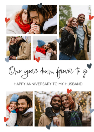 One Year Down Forever To Go Photo Upload Happy Anniversary Card