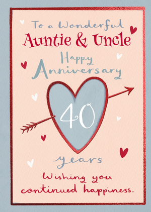 Wonderful Aunties And Uncle 40 Years Happy Anniversary Illustrated Card
