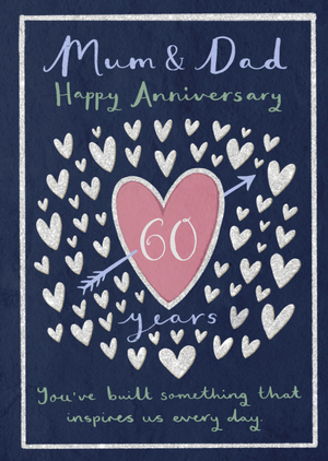 Mum And Dad 60 Years Happy Anniversary Illustrated Card