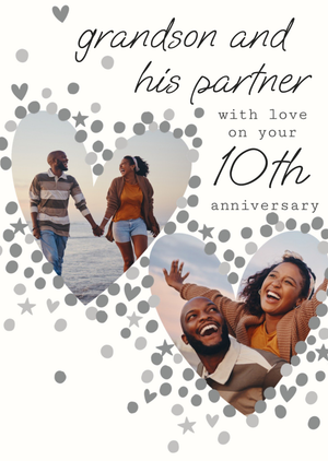 Grandson And His Partner 10th Anniversary Photo Upload Card