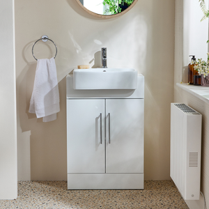 Milano Lurus - White 550mm Modern Vanity Unit with Basin and Chrome T-Bar Handles