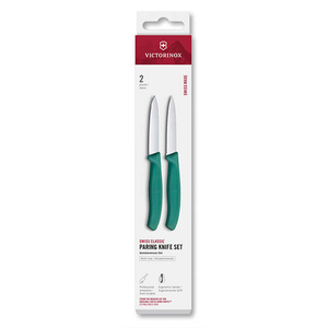 Victorinox Swiss Classic Green 8cm Serrated/Straight 2 Piece Pointed Tip Paring Knife Box Set