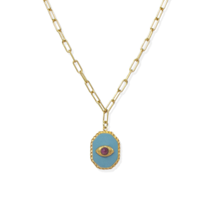 Evil Eye Amulet Necklace With Ruby (18")