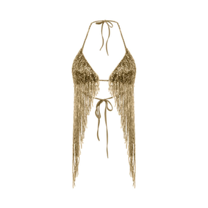 Gold Digger Beaded Top In Gold (one size)