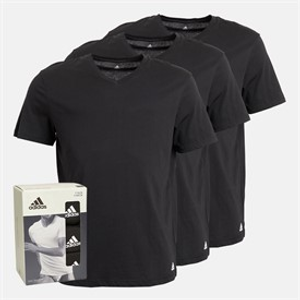 adidas Mens Active Core Cotton Three Pack V-Neck T-Shirts Black