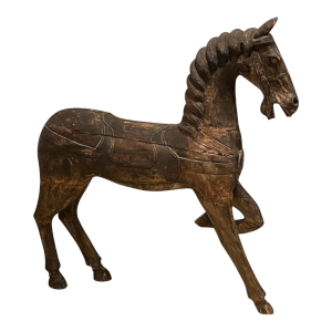 Large Antique French Carved Wooden Horse