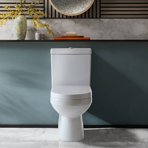Milano Ballam - Modern S-Trap Close Coupled Toilet with Soft Close Seat and Chrome Flush Button