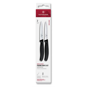 Victorinox Swiss Classic Black 10cm Serrated/Straight 2 Piece Paring Knife Box Set