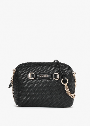 Francy Woven Black Camera Cross-Body Bag