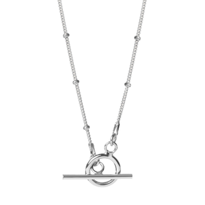 T Bar Bead Necklace Silver