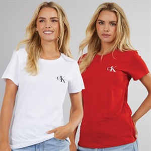 Calvin Klein Jeans Womens Two Pack T-Shirts Deep Magma/Brilliant White