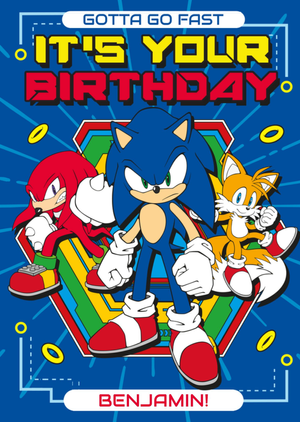 Sonic The Hedgehog Gotta Go Fast Itâ€™s Your Birthday Illustrated Card