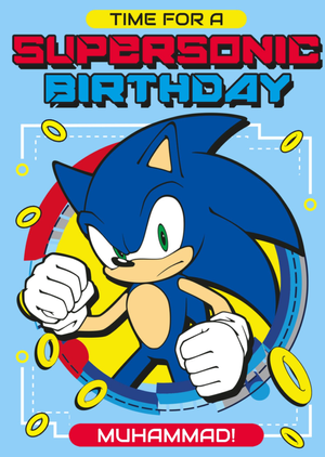 Sonic The Hedgehog Time For A Supersonic Birthday Illustrated Card