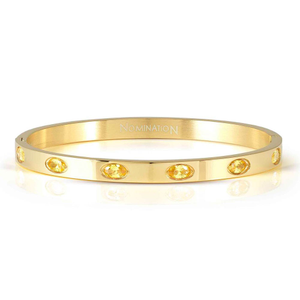 Pretty Stainless Steel Gold Plated Yellow Oval CZ Bangle