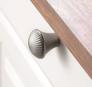 Brushed Nickel Cabinet Scalloped Detail Small Round Knob Handle