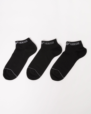 Emporio Armani 3 Pack Mens Trainer Socks - Black/Black/Black MC215