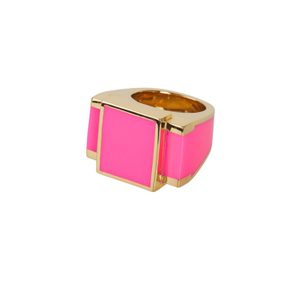 Neon Pink Bague One  Gold Sculptural Ring -Unisex (Q (UK))