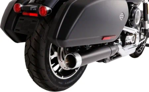 Rinehart Racing 4 Slip-On In Black With Chrome End Caps For Harley Davidson 2018-2024 Softail Sport Glide Models (500-1231C)