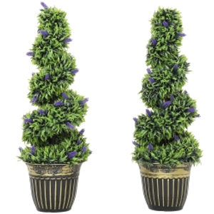 HOMCOM Set of Two 90cm Artificial Lavender Trees