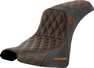 Saddlemen Carbon Fiber Pro Series SDC Performance Grip Seat With Orange Stitching For Harley Davidson 2018-2025 FXBB Street Bob & FXST Standard Models (SC81830ORA)