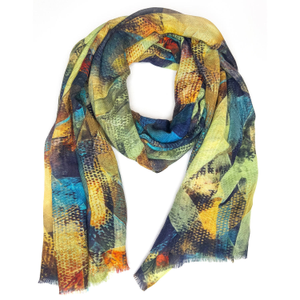 Mariselle Silk Wool Scarf Azure Muse (one size)