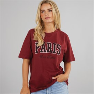 Brave Soul Womens Graphic T-Shirt Burgundy