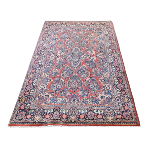 Persian Sarouk Brick Red Full Pile Wool Hand Knotted Rug