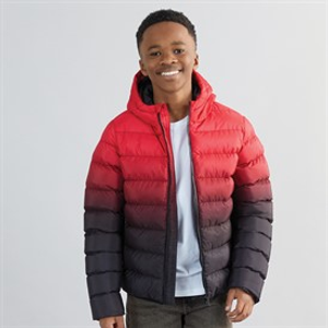 Kangaroo Poo Boys Ombre Hooded Puffer Jacket Red/Black