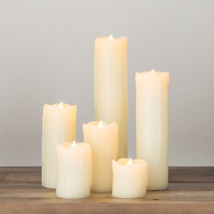 6 Slim LED Battery Candles With Dripping Wax