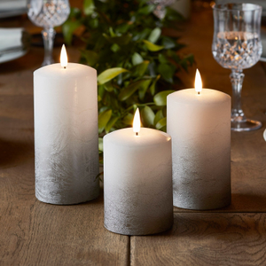 TruGlow® Grey Ombre LED Pillar Candle Trio With Remote Control