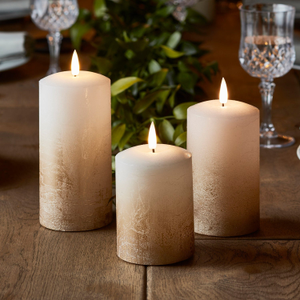 TruGlow® Bronze Ombre LED Pillar Candle Trio With Remote Control