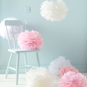 9 Tissue Paper Pom Poms, Pastel Multipack