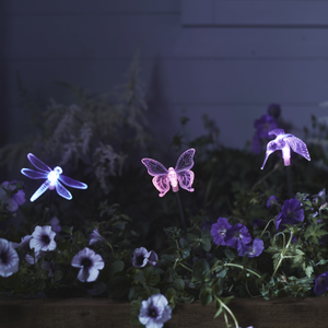 3 Butterfly, Dragonfly And Bird Solar Stakes
