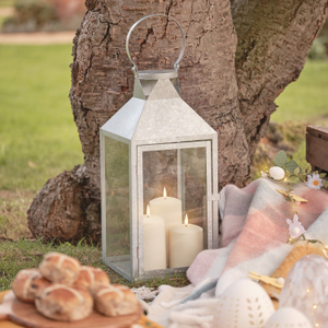 Hayle Large Metal Outdoor Lantern with TruGlow® Candle Trio and Remote Control