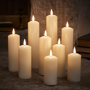 9 TruGlow® Ivory LED Slim Pillar Candles With Remote Control
