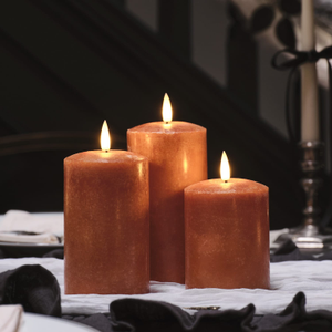 TruGlow® Mottled Orange LED Autumn Candle Trio With Remote Control