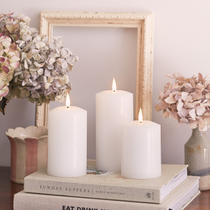 TruGlow® White LED Pillar Candle Trio with Remote Control
