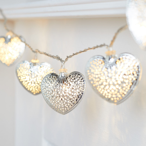 20 Silver Filigree Heart Fairy Lights