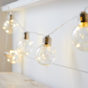 10 Silver Micro Battery Festoon Lights