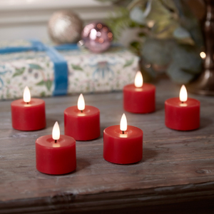 6 TruGlow® Red LED Votive Candles With Remote Control