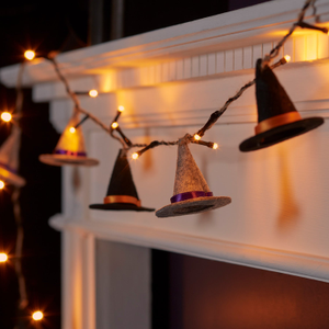 8 Felt Witches Hat Halloween Lights