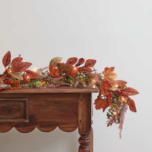2m Pre Lit Maple Leaf Autumn Garland